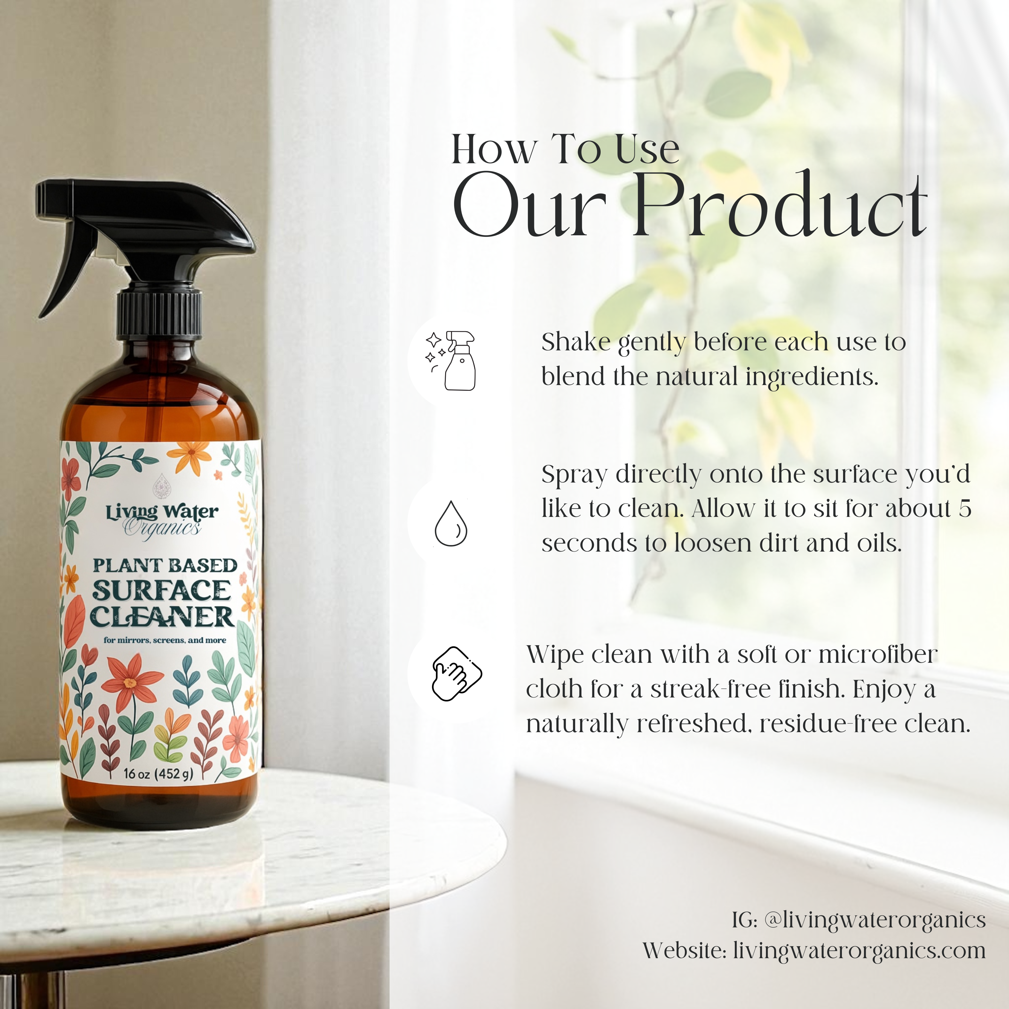 Plant Based Screen & Surface Cleaner - Gentle Daily Cleaning Spray