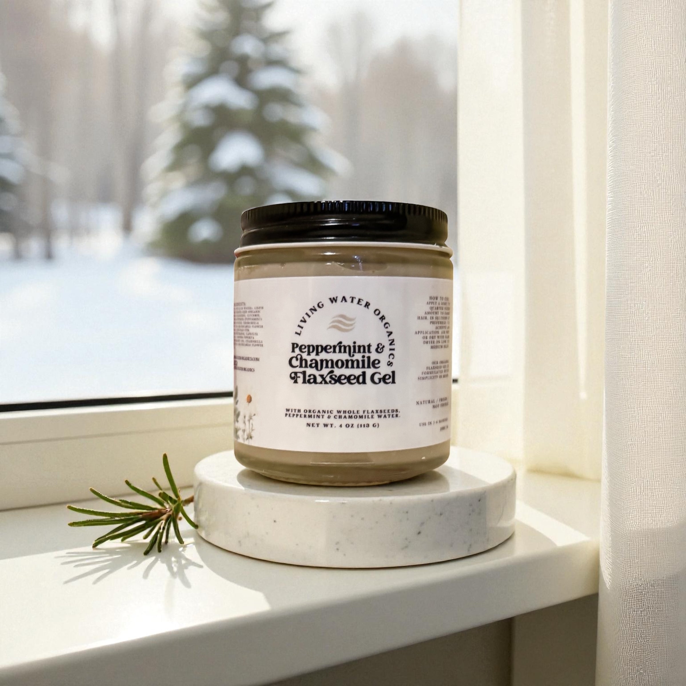 Peppermint and Chamomile Flaxseed Gel for Curly, Wavy, and Coily Hair, Promotes Growth and Soothing