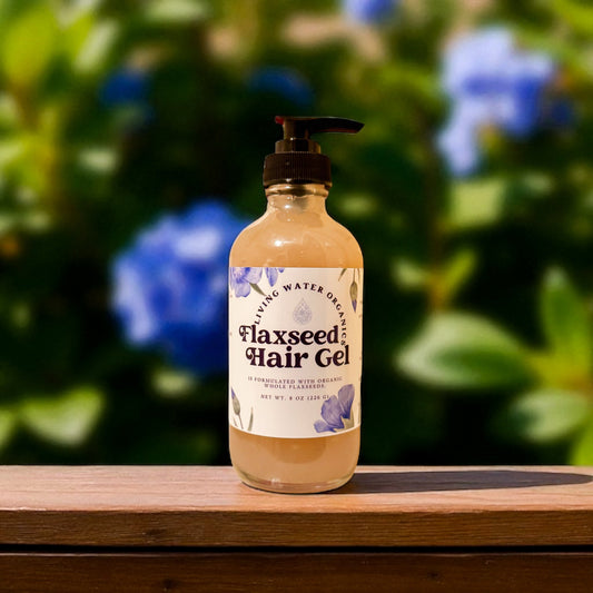 Organic Flaxseed Gel Curly Hair, Natural Hair, Glass Container, Pump Optional (New Label)