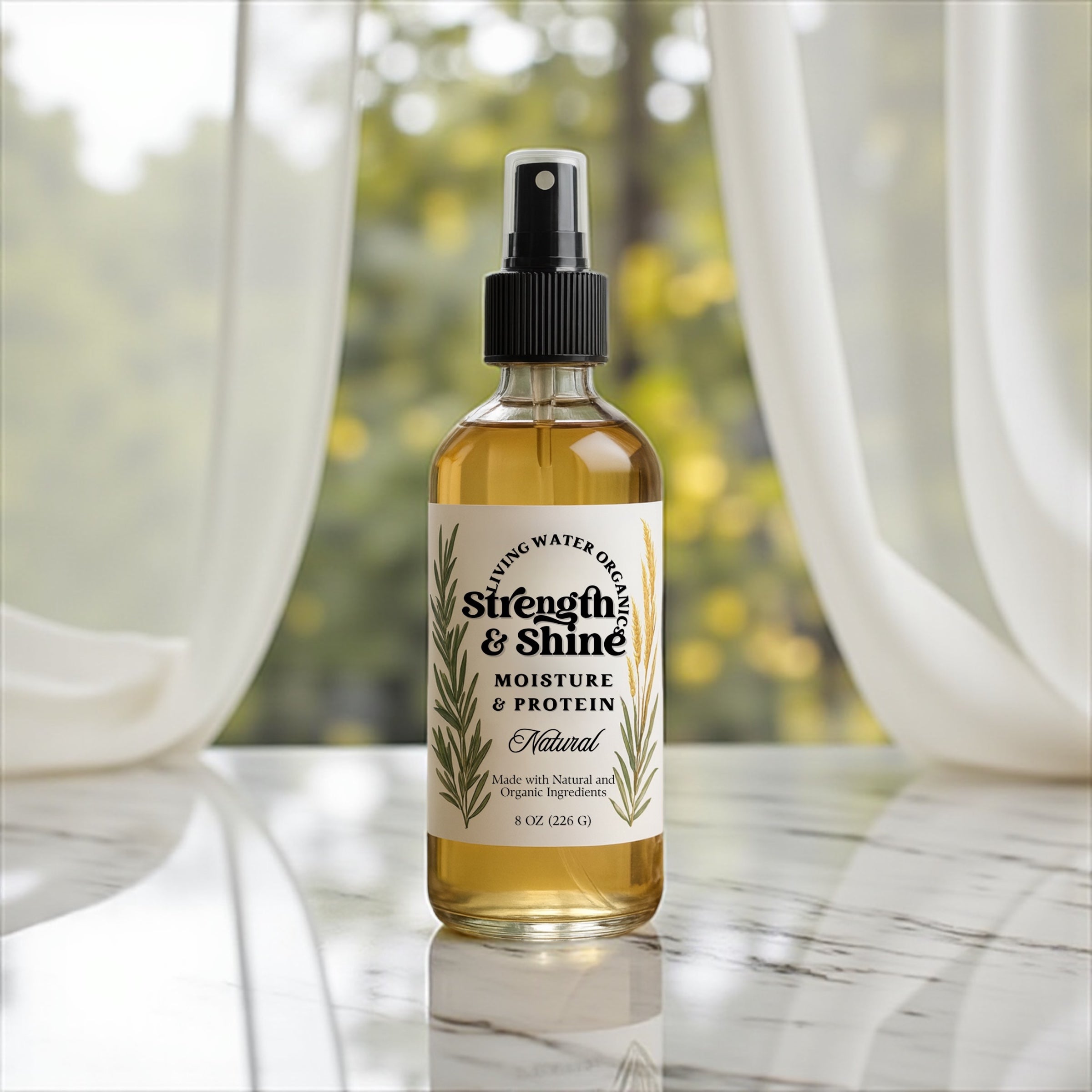Strength and Shine Hair Spray Mist with Protein for Curls, Coils, Waves, and Straight Hair, Refreshing Spray, Hydrating