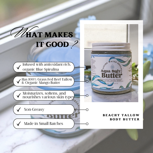 Aqua Face Cream and Aqua Tallow Body Butter with Organic Mango Butter and Organic Blue Spirulina