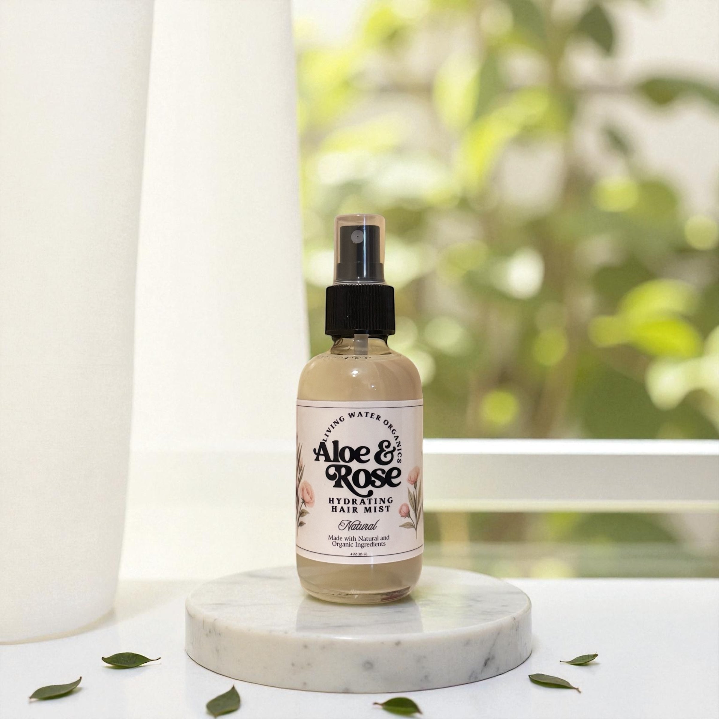 Aloe & Rose Hydrating Hair Mist, Natural Leave-In Moisturizing Spray