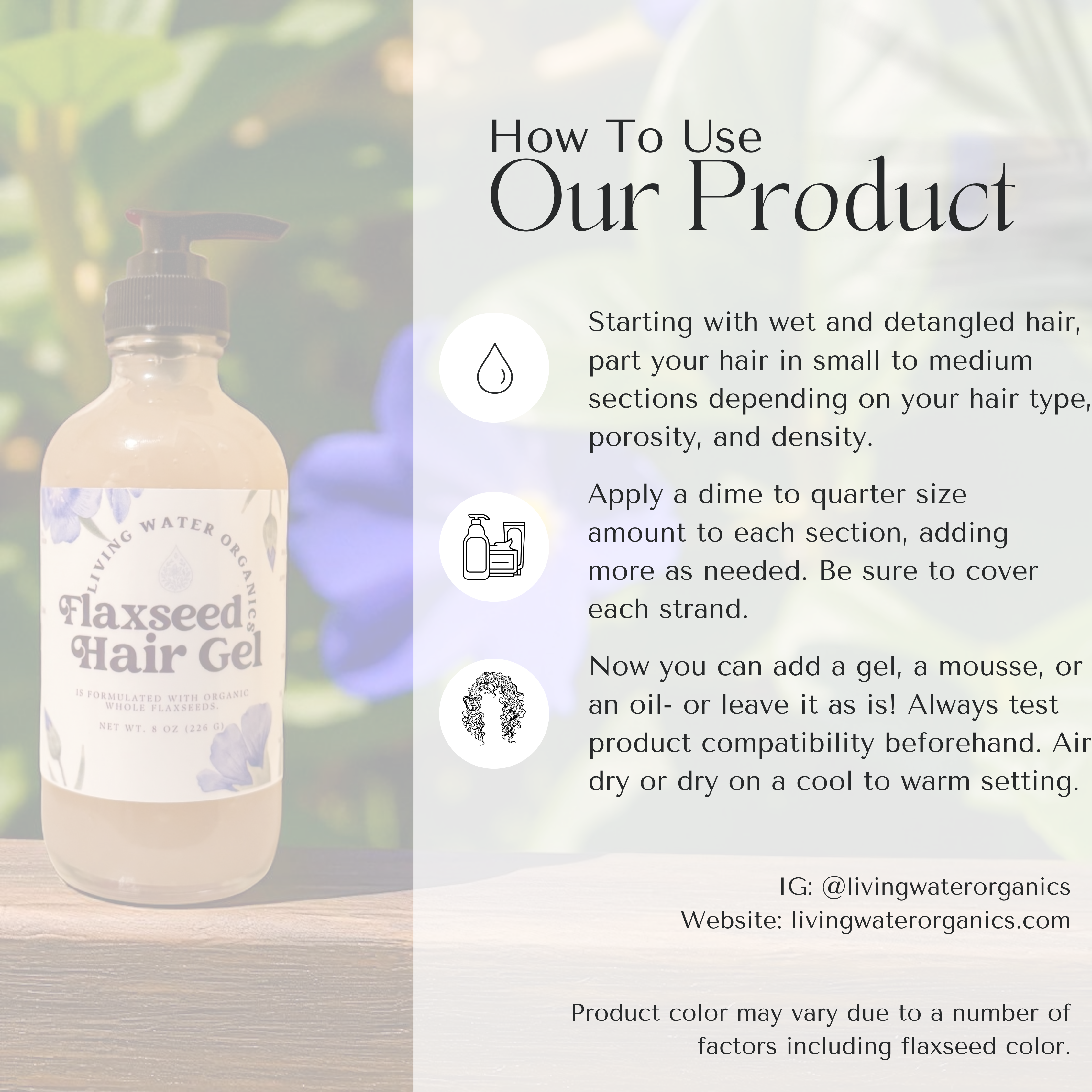 Organic Flaxseed Gel Curly Hair, Natural Hair, Oil Free (Medium Hold)