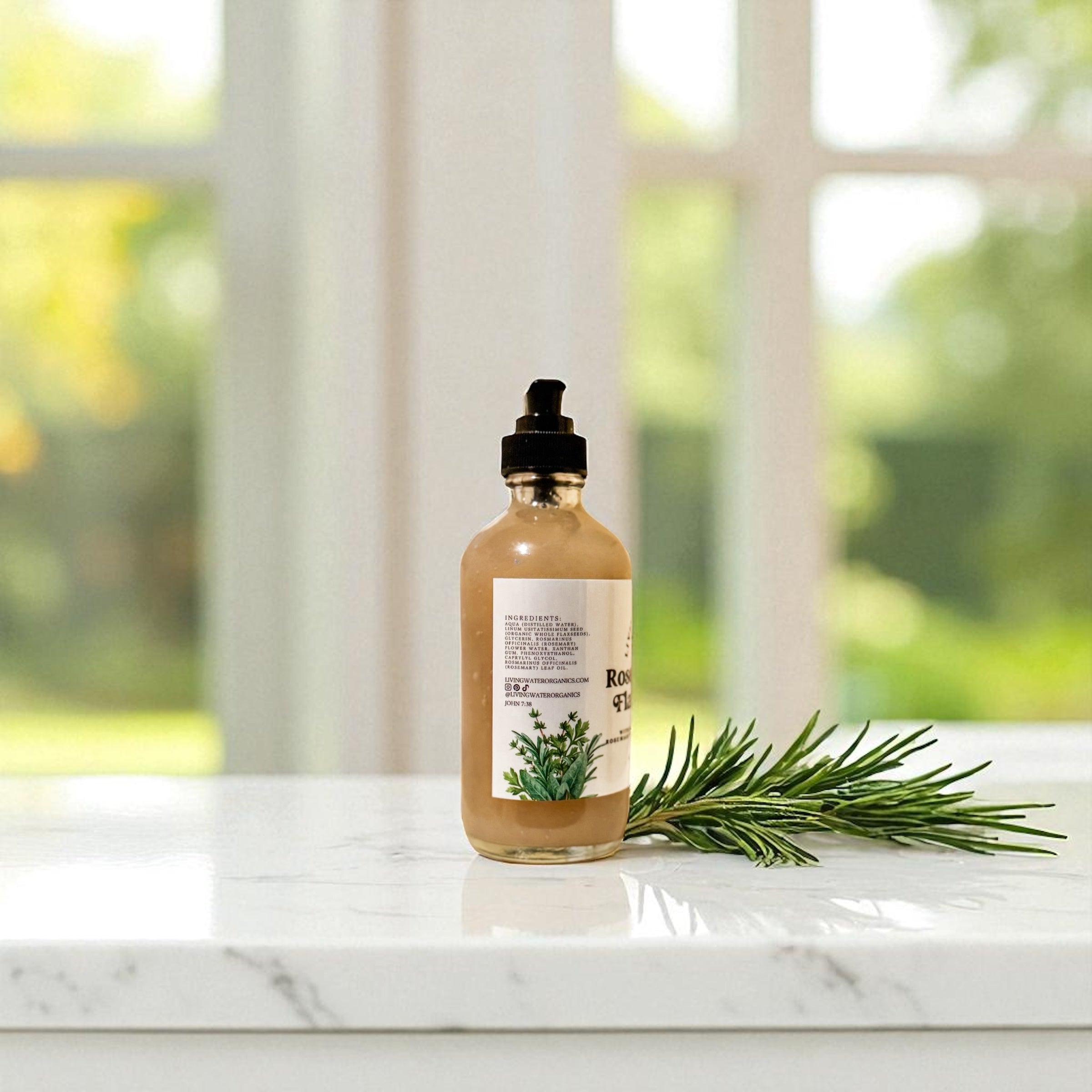 Rosemary Infused Flaxseed Gel with Organic Flaxseeds for Curly, Wavy, and Coily Hair in Glass Jar or Bottle (Promotes Hair Growth, Strengthening)