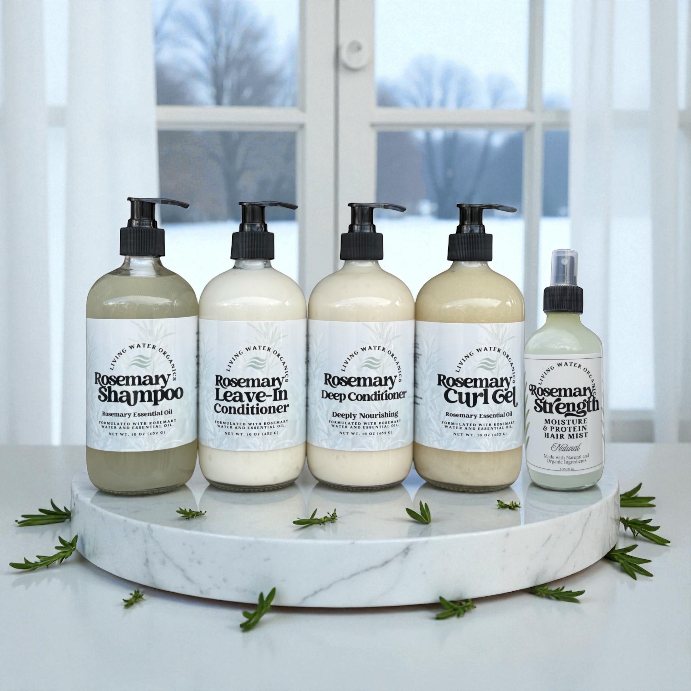 Rosemary Shampoo, Conditioner, Deep Conditioner, Hair Oil, Strengthening Hair Mist and Hair Gel, Optional Bundle Size, Plant-Based