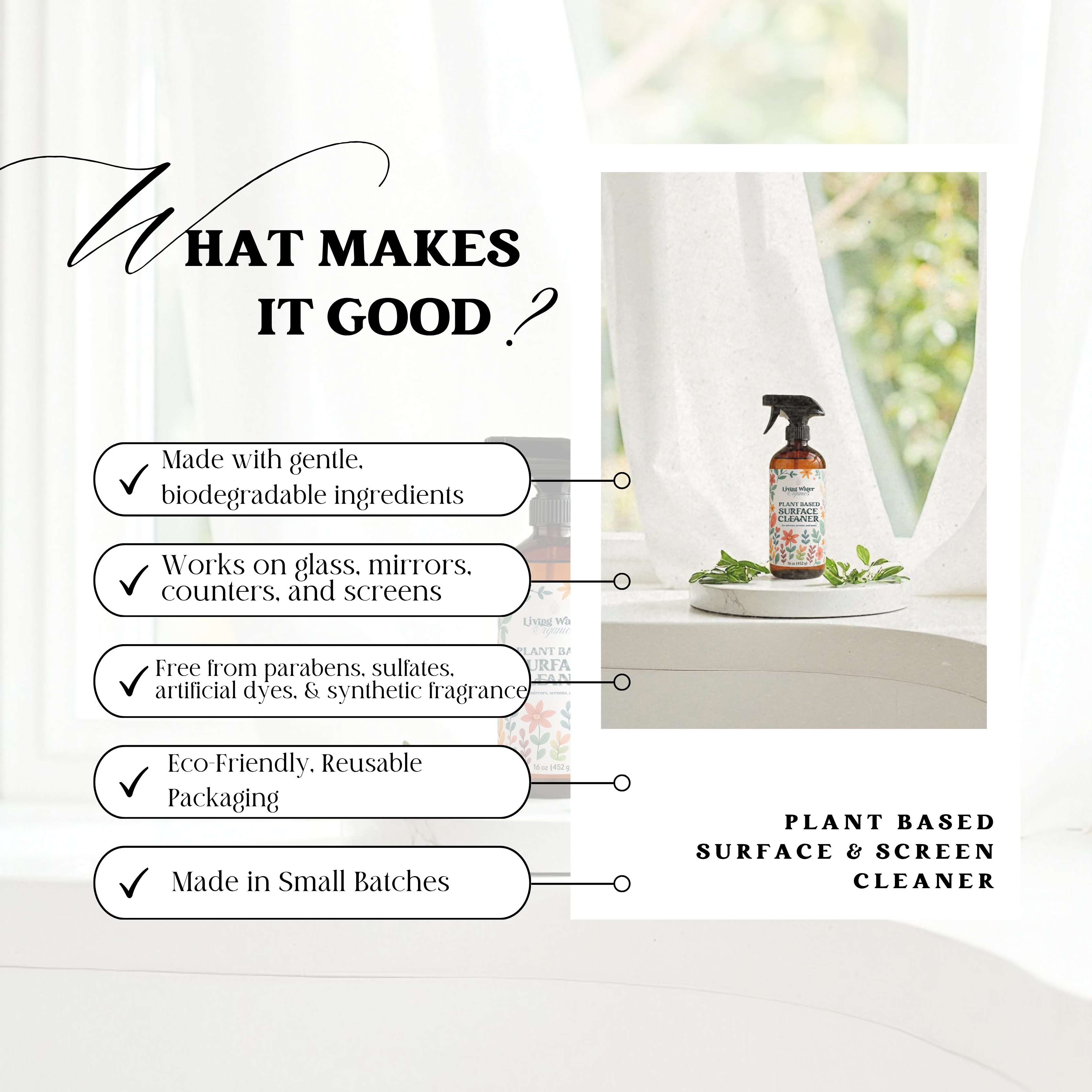 Plant Based Screen & Surface Cleaner - Gentle Daily Cleaning Spray