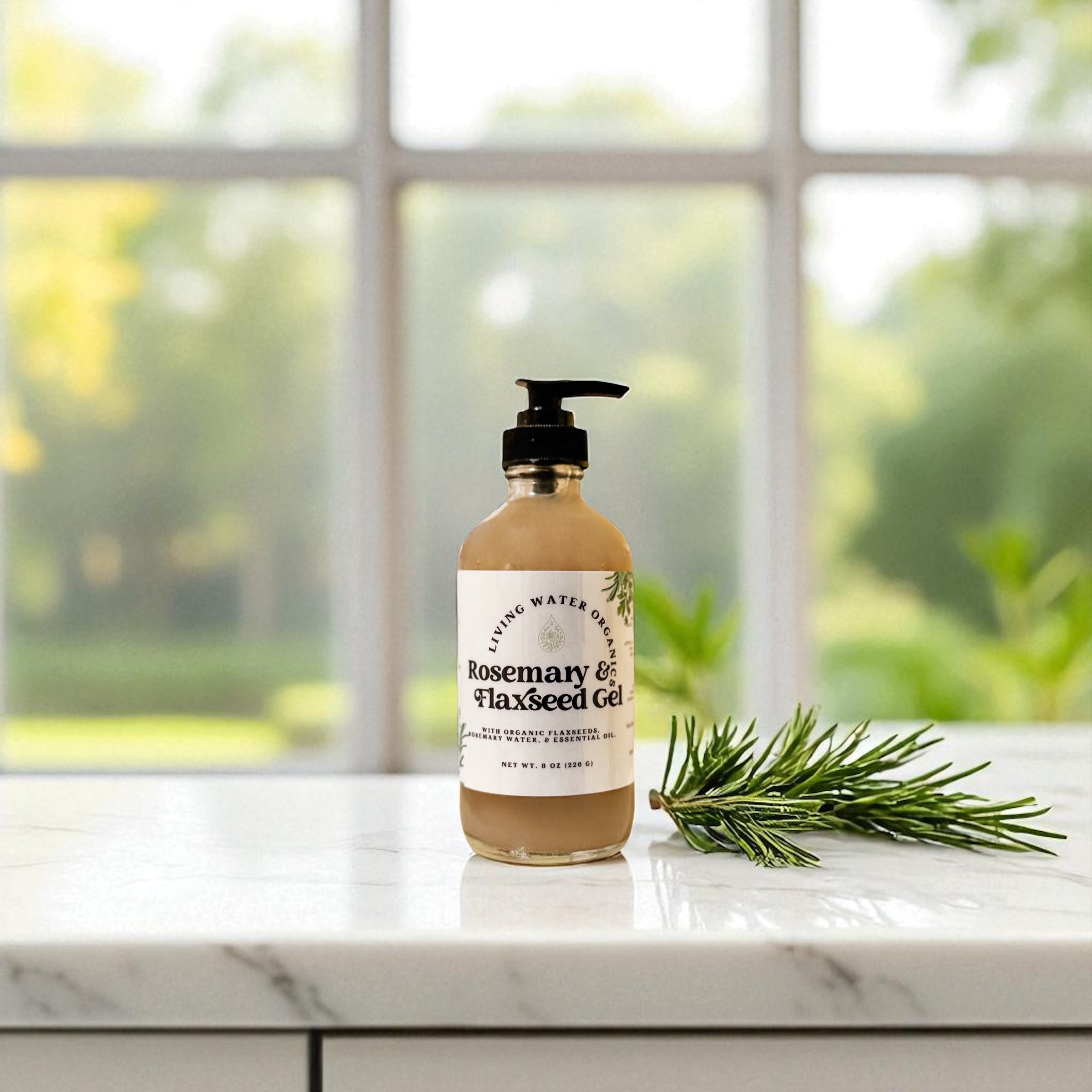 Rosemary Infused Flaxseed Gel with Organic Flaxseeds for Curly, Wavy, and Coily Hair in Glass Jar or Bottle (Promotes Hair Growth, Strengthening)