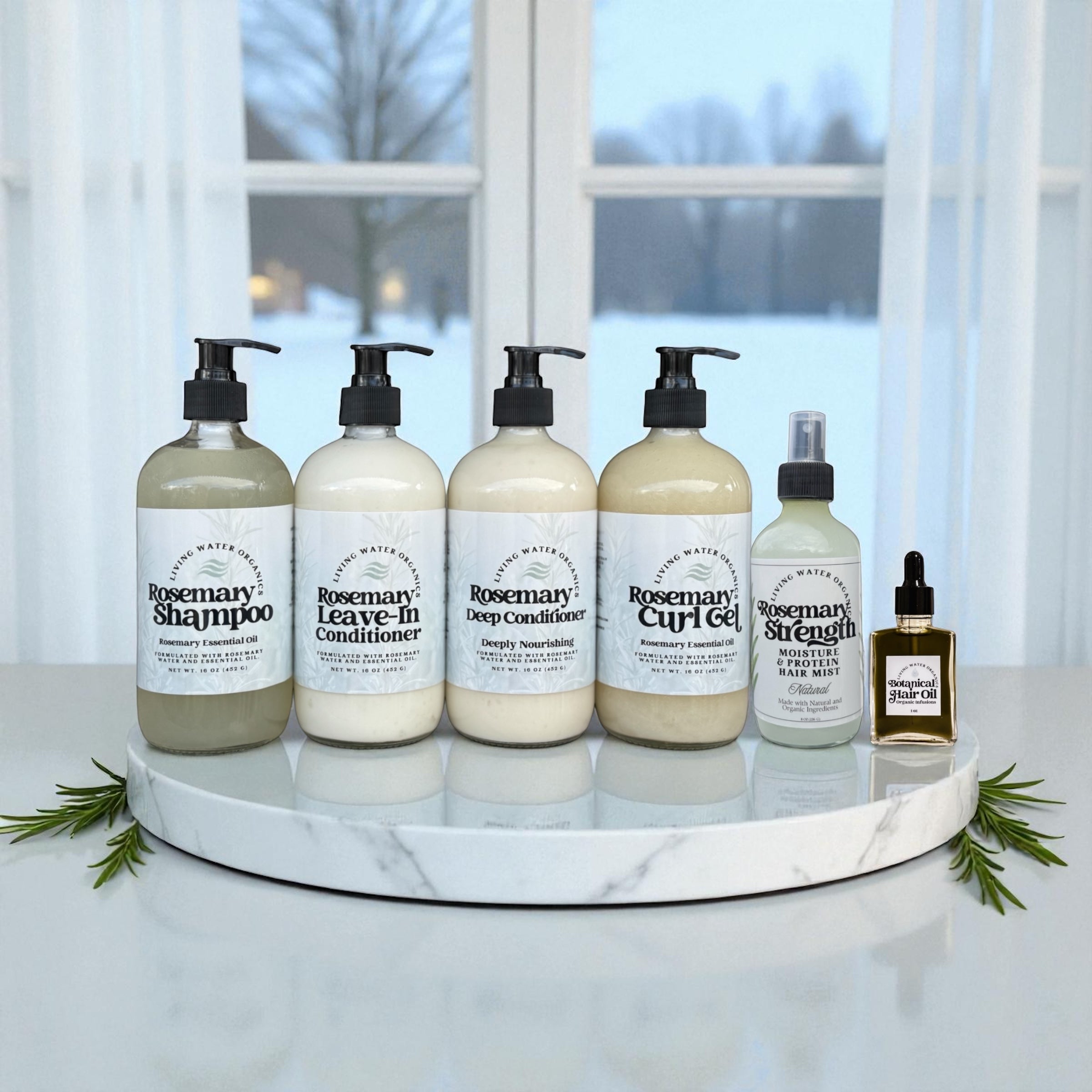 Rosemary Shampoo, Conditioner, Deep Conditioner, Hair Oil, Strengthening Hair Mist and Hair Gel, Optional Bundle Size, Plant-Based