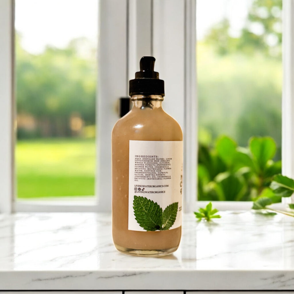 Peppermint and Chamomile Flaxseed Gel for Curly, Wavy, and Coily Hair, Promotes Growth and Soothing