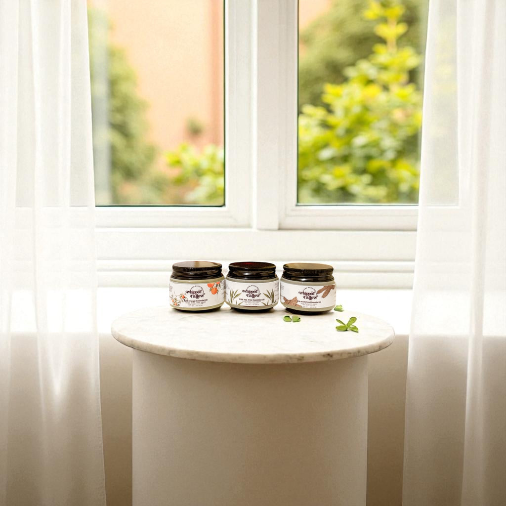 100% Grass Fed Whipped Tallow for Face, Hair, and Skin, Natural Tallow