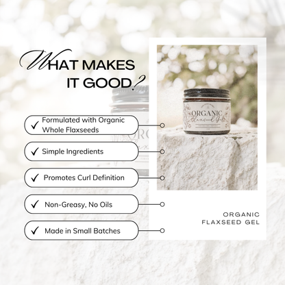Organic Flaxseed Gel Curly Hair, Natural Hair, Glass Container, Pump Optional (New Label)