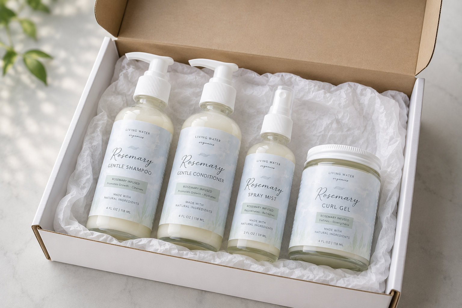 Rosemary Curl Care Collection | Rosemary Shampoo, Conditioner, Curl Gel & Hair Mist Set | Natural Hair Growth & Scalp Care Bundle