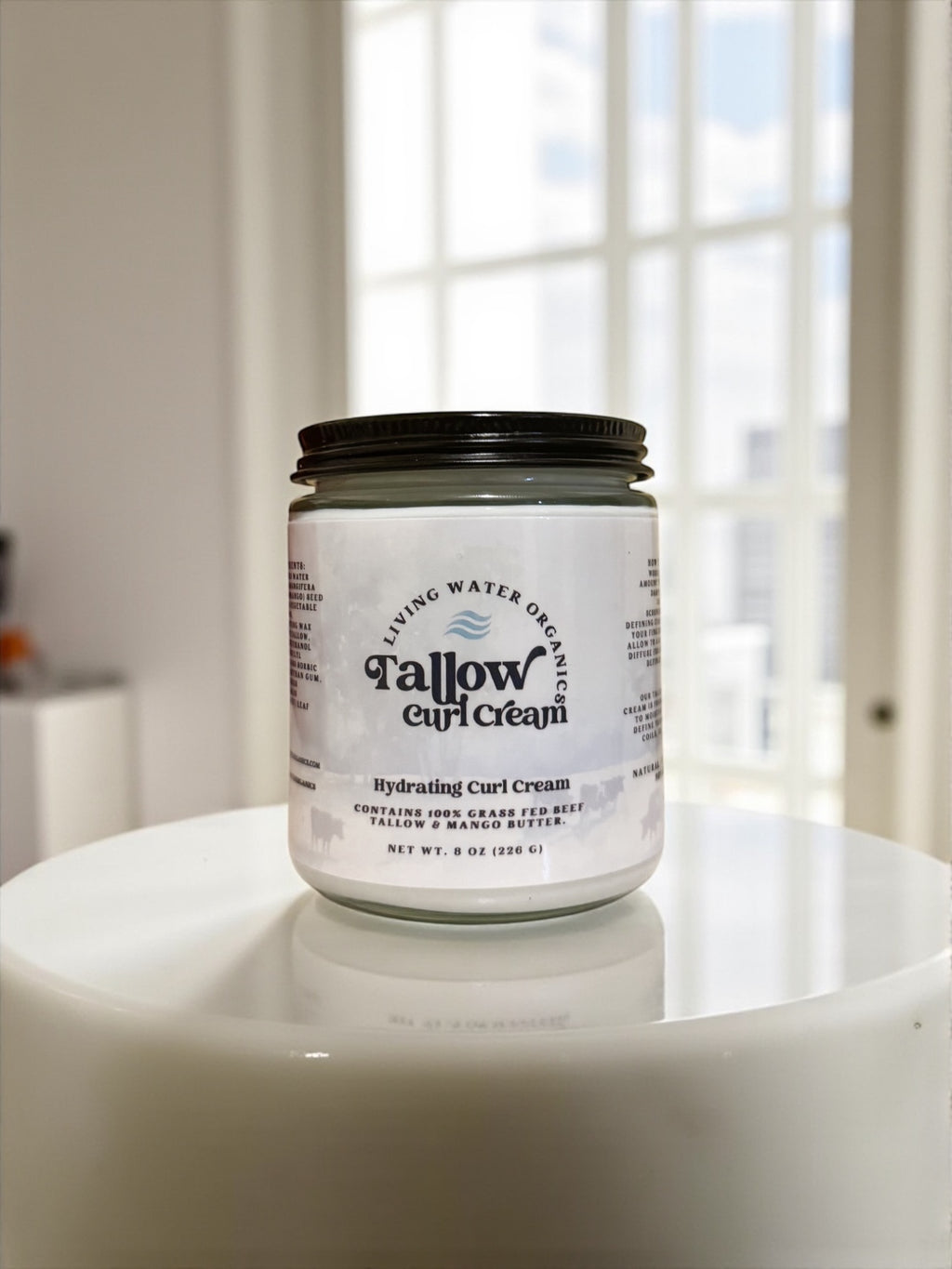 100% Grass Fed Tallow Curl Cream for Curly Hair (Promotes Repairing Damaged or Dry Hair)