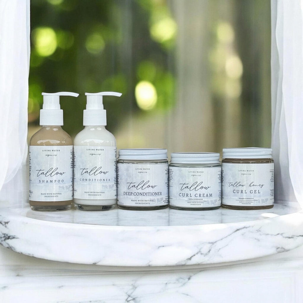 Tallow Curly Hair Bundle | Complete Curl Care Collection | Shampoo, Conditioner, Curl Gel & Curl Cream