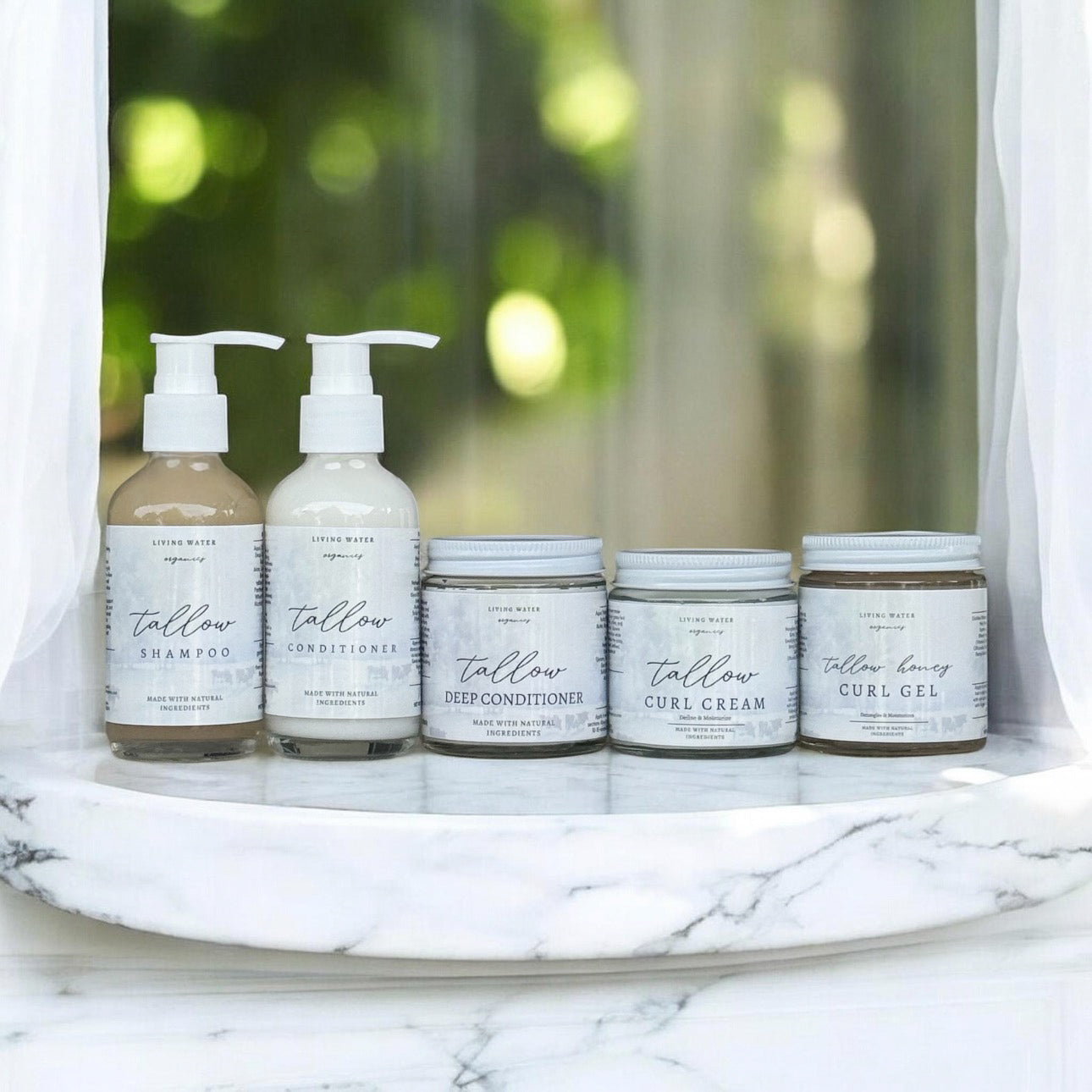 Tallow Curly Hair Bundle | Complete Curl Care Collection | Shampoo, Conditioner, Curl Gel & Curl Cream