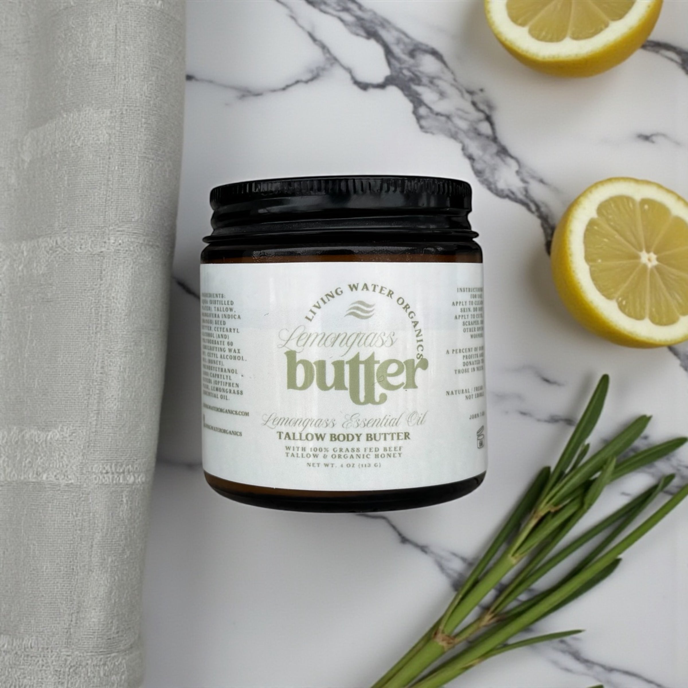Lemongrass Tallow Body Butter with 100% Grass Fed Tallow & Mango Butter