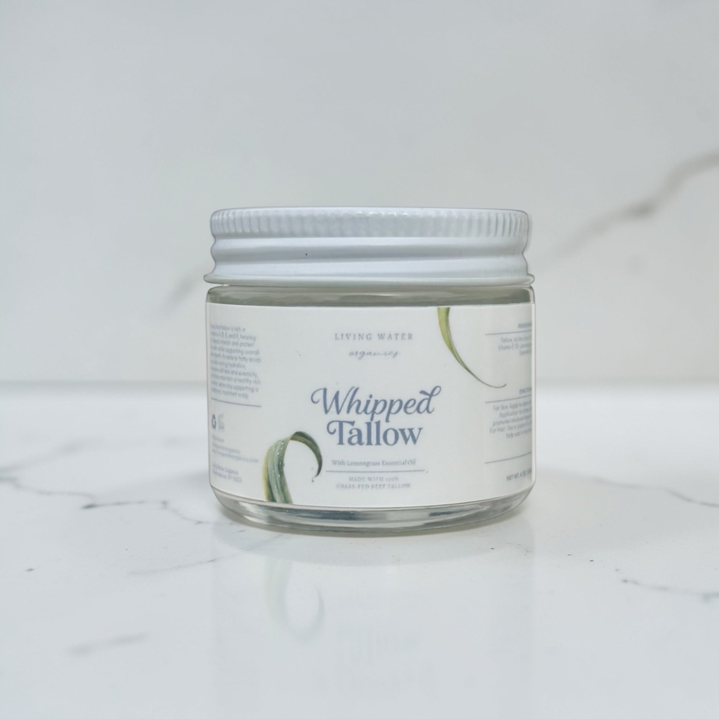 100% Grass Fed Whipped Tallow for Face, Hair, and Skin, Natural Tallow