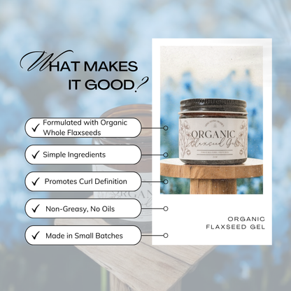 Organic Flaxseed Gel Curly Hair, Natural Hair, Glass Container, Pump Optional (New Label)