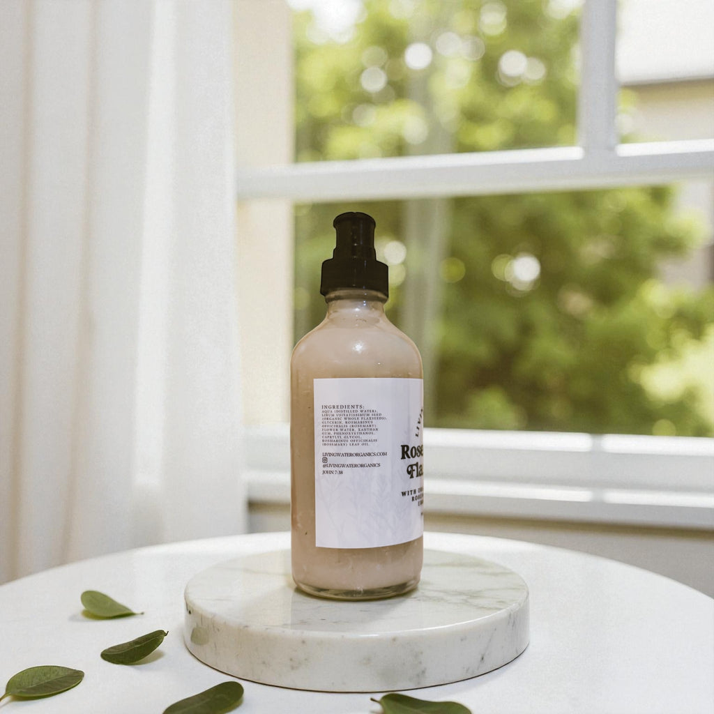 Rosemary Infused Flaxseed Gel with Organic Flaxseeds for Curly, Wavy, and Coily Hair in Glass Jar or Bottle (Promotes Hair Growth, Strengthening)