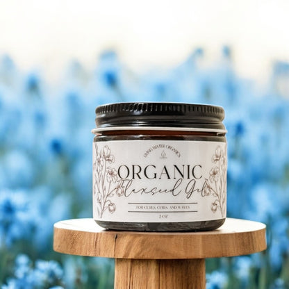 Organic Flaxseed Gel Curly Hair, Natural Hair, Glass Container, Pump Optional (New Label)