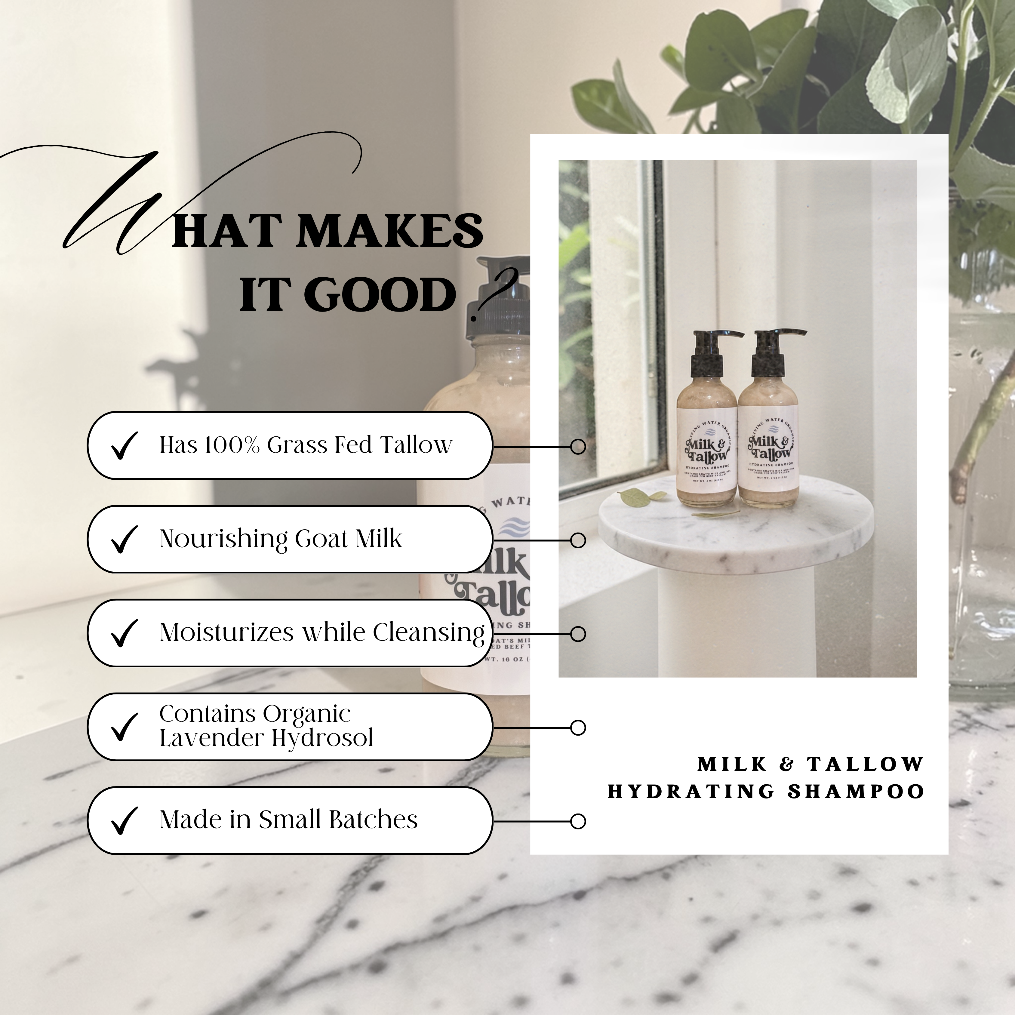 Goat Milk & Tallow Shampoo and Conditioner Set Hydrating All Hair Types