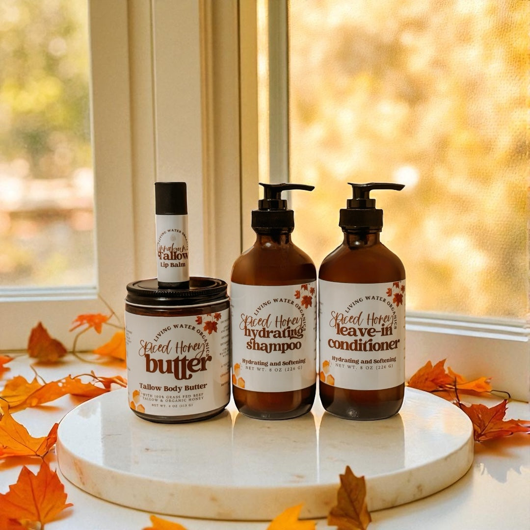 Spiced Honey Shampoo, Conditioner, Body Butter, Cinnabun Lip Balm Bundle