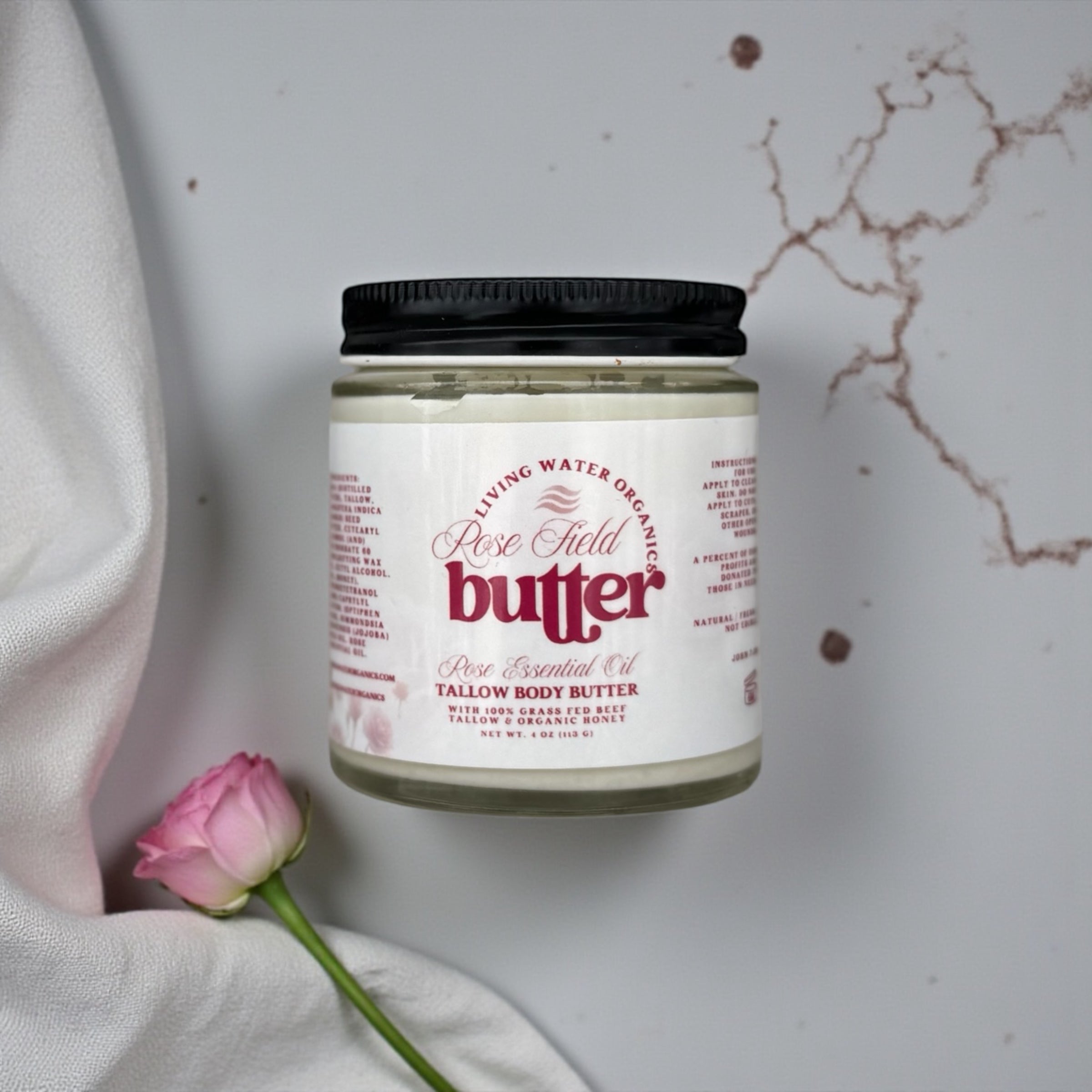 Rose Tallow Body Butter with 100% Grass Fed Tallow & Mango Butter