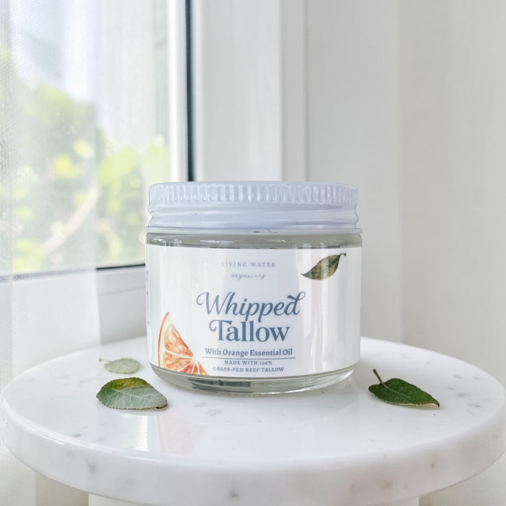 100% Grass Fed Whipped Tallow for Face, Hair, and Skin, Natural Tallow
