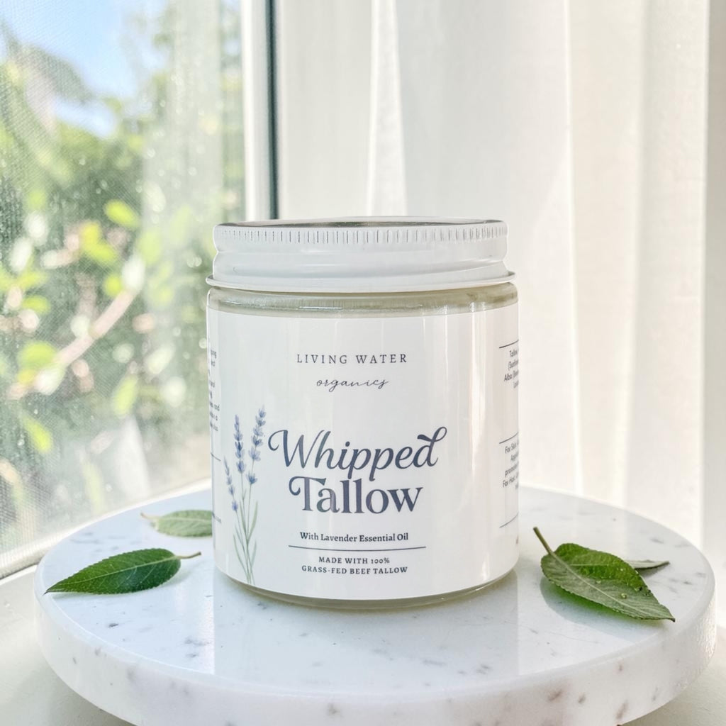 100% Grass Fed Whipped Tallow for Face, Hair, and Skin, Natural Tallow