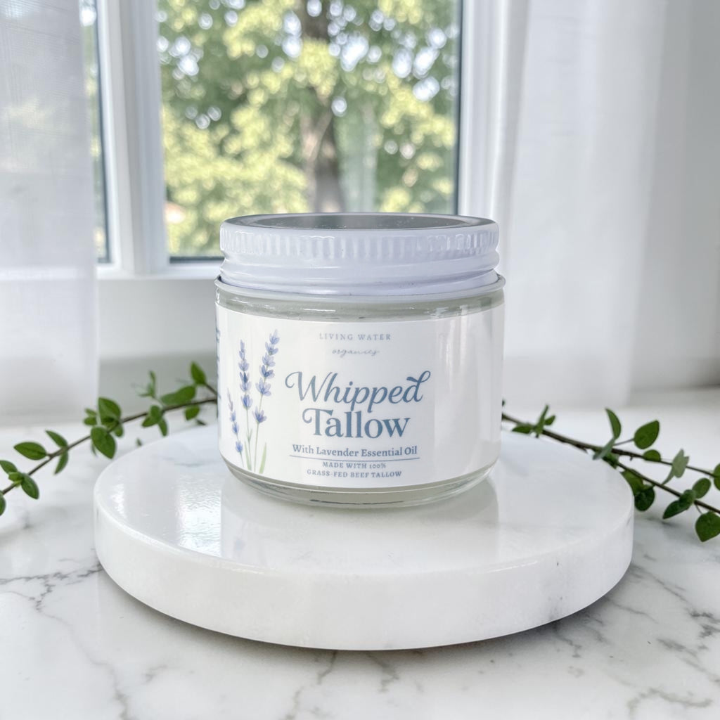 100% Grass Fed Whipped Tallow for Face, Hair, and Skin, Natural Tallow